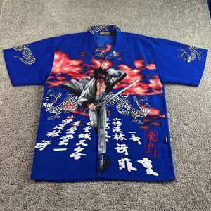 VINTAGE Veezo Shirt Mens Large AOP Anime Sagara Sanosuke Rurouni Kenshin